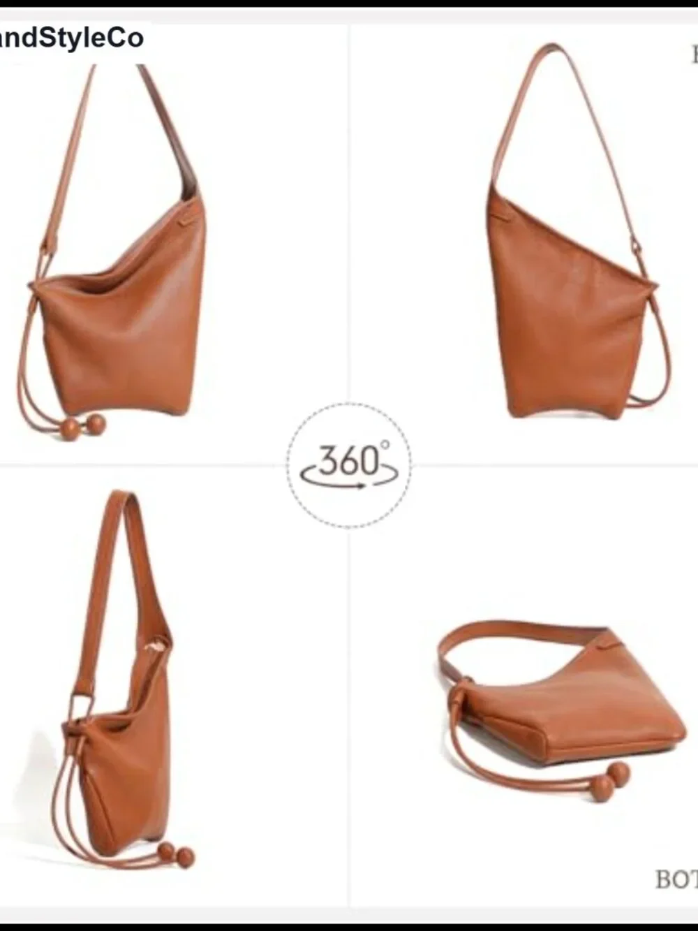 Genuine Leather Slouchy Hobo Shoulder Bag Adjustable Strap